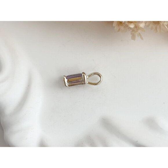 Minimalist Amethyst Gemstone Sterling Silver 925 Vintage Pendant | Charm - Picture 4 of 9
